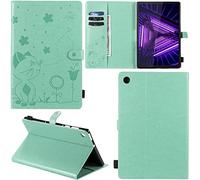 DodoBuy Coque pour Lenovo Tab M10 FHD Plus 10,3" Tablet, Motif Chat PU Cuir Flip Housse Étui Smart Cover Case Wallet Portefeuille Support Stand Béquille Fermeture Magnétique - Vert