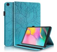 DodoBuy Coque pour Samsung Galaxy Tab A 10,1" 2019 T510/T515, La Vie Arbre Modèle Flip Smart Cover Housse Étui Case PU Cuir Multi-Angle Supporter avec Carte de Crédit Fentes - Bleu