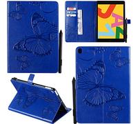 DodoBuy iPad 10.2"/iPad Pro 10.5/iPad Air 10.5 Coque Modèle 3D Papillon PU Cuir Flip Folio Housse Étui Cover Case Wallet Portefeuille Support Béquille Pochette pour iPad 10.2"/Pro 10.5 - Bleu