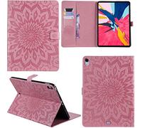 DodoBuy iPad Pro 11" 2020/2018/iPad Air 10,9 Coque Motif Tournesol PU Cuir Flip Housse Étui Smart Cover Case Wallet Pochette Support avec Porte-Cartes pour iPad Pro 11" 2020/2018/Air 10,9 -Rose Clair