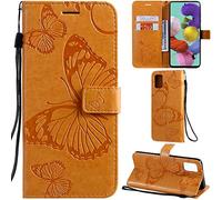 DodoBuy iPhone 12 Pro Max Coque Modèle 3D Papillon PU Cuir Flip Housse Étui Cover Case Wallet Portefeuille Support Béquille Dragonne Fermeture Magnétique pour iPhone 12 Pro Max - Jaune