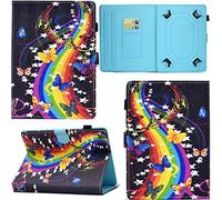 DodoBuy Universel Coque pour 9,7" 10" 10,1" Pouces Android Tablets, PU Cuir Flip Cover Housse Étui Case Mince Wallet Supporter avec Carte de Crédit Fentes Fermoir Magnétique - Papillon Musique
