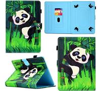DodoBuy Universel Coque pour 9,7" 10" 10,1" Pouces Android Tablets, PU Cuir Flip Cover Housse Étui Case Mince Wallet Supporter avec Carte de Crédit Fentes Fermoir Magnétique - Panda Vert