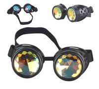 DODOING Kaléidoscope Steampunk Rave Lunettes Cristal Rainbow, Noir, Taille Unique