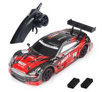 Dodoore Voiture télécommandée 40 km/h RC Auto Drift 1/14 4WD 2,4 GHz 30 minutes de plaisir RTR Vitesse en continu Lumières LED Pneus de course remplaçables Cadeaux pour enfants Rouge 2 piles