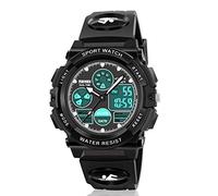 Dodosky Montre étanche Multifonction LED pour Enfants - Cadeaux pour Enfants, Noir-a, Sangle