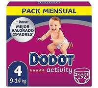 Dodot Couches Activity pour bébés, taille 4 (9-14 kg), 192 couches avec ajustement renforcé