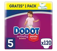 Dodot Couches bébé Activity Pants Taille 5 (12-17 kg), 120 couches + 1 Pack de 48 Lingettes Gratuites Aqua Pure, Pack Mensuel