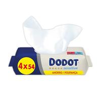 Dodot Lingettes pour bébé Sensitive - Lot de 4 x 54 lingettes - Total : 216 lingettes