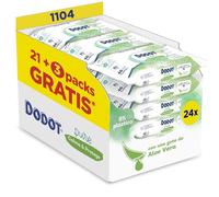 Dodot Lot de 24 paquets de 46 lingettes pures apaisantes et protectrices pour bébé = 46 lingettes, aide à restaurer le pH naturel de la peau, une goutte d'aloe vera