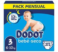 Dodot Lot de 272 couches avec protection anti-fuite pour bébé - Taille 3 (6-10 kg), Pack mensuel