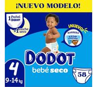 DODOT Pan Bebe Seco T4 9-14 kg 58 unités pour bébés et parents, idéal pour hygiène douce, format adapté