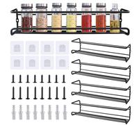 DoDuo Etagere a Epices Murale, 4 PCS Rangement Epices Cuisine Metal Organisateur d'Épices etagere murale pour Cuisine Salle de Bain Balcon Noire Ca. 29×6,6×6,4cm
