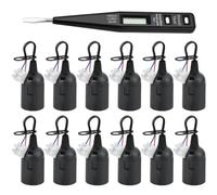 DODUOS 12 Pièces Douille e27 Noir, Douille Ampoule E27 Avec Tension Vde/Testeur De Phase, Support Ampoule E27 Douille Ampoule E27, Douille De Lampe E27 Avec Câble Pour Cuisine De Bureau