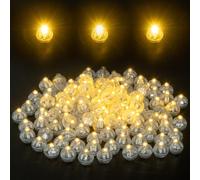 DODUOS 120Pièces LED Ballons Lampes, Mini LED Ballons Lampes, Rond LEDS Ballons Lumineux, LEDS Balloon Lumière pour Mariage Anniversaire Fêtes Halloween Noël Décoration, Lampe Ballon Rond(Blanc Chaud)