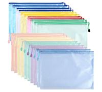DODUOS 20 PCS Pochette Document Zippée A4,PVC Mesh Zipper Pouch Document Wallet,10 Couleurs Pochette Plastique Zippée,Étanche Sac Plastique Zip pour Voyage Fournitures Bureau 33,5 x 24cm