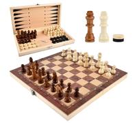 DODUOS 3 en 1 Jeu D'échecs en Bois Pliable, 29x29cm Jeu D'échec Portable Pliable Echiquier Bois Echiquier Boi pour éChecs De Voyage, Jeus D'éChecs pour Les ActivitéS Familiales