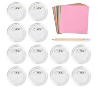 DODUOS 30 Pièces Badge en Acrylique, 1 Crayon+ 60mm Pins Personnalisable + 100 Feuilles de Papier de Couleur, Badge Personnalisé pour Faire de L'artisanat Toutes Sortes de Fêtes et des Enfants