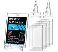DODUOS 5 Pièce Protege Carte Rigide, Porte-Cartes Magnétique 35pt avec Support Acrylique, Protege Cartes à Collectionner Protection pour Protege Carte, Toploader Transparent