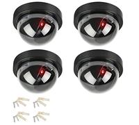 DODUOS Lot de 4 Camera Factice, Fausse Camera Surveillance Exterieur & Intérieure, Fausse de Sécurité Caméra Dôme CCTV avec LED Clignotant Lumière pour Les Entreprises Magasins Accueil