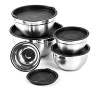 DODUOS Lot de 5 Bol Inox avec Couvercle,Cul de Poule Inox avec Couvercles Hermétiques,Saladier Inox avec Couvercle Capacités 4,5; 2,7; 1,6; 1,1 et 0,7 Litre,pour Cuisine Préparation, Mélanger