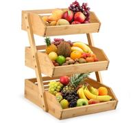 DODUOS Panier à Fruit en Bambou, 3 Étagespanier de Fruits, Corbeille à Fruits en Bambou à 3 Étages, 3 Niveaux Support pour Le Rangement Des Légumes, Panier a Fruits 3 Etages