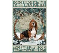 Dodurou Basset Hound Plaque en métal style rétro « Once Upon The Time There was The Girl Who Really » - 15,2 x 20,3 cm