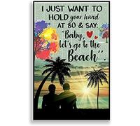 Dodurou Beach Vibes Panneau mural vintage en métal avec inscription « I Just Want to Hold Your Hand at 80 and Say Baby Let's Go to The Beach » - 30,5 x 40,6 cm