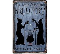 Dodurou Plaque en métal vintage « Witch The Little Olde Witch Brewery » - Décoration murale pour intérieur et extérieur - 20,3 x 30,5 cm