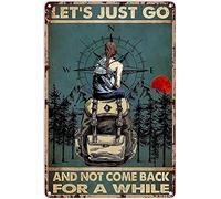 Dodurou Plaque vintage en métal « Let's Just Go and Not Come Back for A While » - Décoration murale rétro pour la maison, la cuisine, le café, le bar, les vacances - 15,2 x 20,3 cm