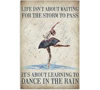 Dodurou Poster vintage en métal « Ballet in The Rain Life Is n't About Waiting for The Storm to Pass » - Décoration murale - 20,3 x 30,5 cm