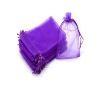 DODXIAOBEUL Lot de 100 petits sacs en organza avec cordon de serrage pour Noël, bonbons, mariage, fête d'anniversaire (violet) 15,2 x 20,3 cm