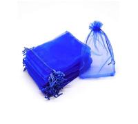 DODXIAOBEUL Lot de 100 petits sacs en organza avec cordon de serrage pour Noël, bonbons, mariage, fête d'anniversaire (bleu foncé) 15,2 x 20,3 cm
