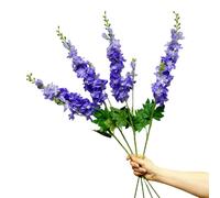 DODXIAOBEUL Lot de 4 fleurs artificielles à longue tige pour grand vase, fleurs de delphinium artificielles en soie pour décoration de maison, bureau, centres de table de mariage, 84 cm, violet clair