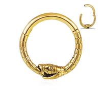 DOEARKO Anneaux de Septum Piercing 16G Serpent Segment Clicker en Acier Chirurgical Septum Hinged Anneau Conch Helix Daith Tragus Rook Piercing Bijoux (#Or-1)