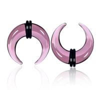 DOEARKO Lot de 2 écarteurs de septum en verre en forme de C pour écarteurs de nez et d'oreille Taille 14G-2G, 3mm(8G), Verre, Pas de gemme