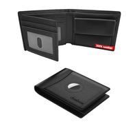 doeboe Cartera Airtag, Billeteras Hombre RFID Bloqueo de Crédito con Monedero, Tríptico de Piel auténtica para Tarjetas de Crédito