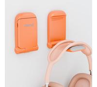 doenci Support Casque - [ Petit & Pliable ] Support Casque Audio, Orange | avec Base Auto-Adhésive pour Mur, Écouteurs Crochet Headset Stand Holder Compatible AirPods Max, Accessoire Gaming, 1 Pièce