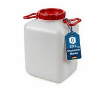 Dönges Bidon carré à col large 20 l (liant d'huile rectangulaire empilable), en polyéthylène de qualité alimentaire, empilable et adapté aux europalettes, niveau de remplissage clairement visible de