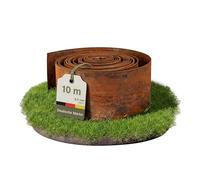Dönges Bordure de pelouse en acier Corten 10 m - Bordure de parterre en métal de 14 cm de haut - Montage facile - Bordure de parterre avec aspect rouille, 0,5 mm d'épaisseur