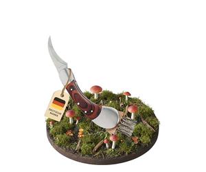 Dönges Couteau à champignons avec brosse, pliable, avec sac - Cadeau pour cueillir les champignons en plein air - Couteau éponge de qualité supérieure en acier inoxydable et bois de pakka