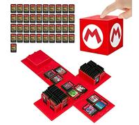 doepeBAE Boîte de Rangement Jeux pour Nintendo Switch, Très Grande Capacité Switch Étui Rangement Jeux, 41 Emplacements Pochette de Rangement Jeu Switch, Presser pour Déplier (Rouge M)