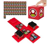 doepeBAE Boîte de Rangement Jeux pour Nintendo Switch, Très Grande Capacité Switch Étui Rangement Jeux, 41 Emplacements Pochette de Rangement Jeu Switch, Presser pour Déplier (Rouge Champignon)