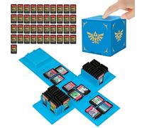 doepeBAE Boîte de Rangement Jeux pour Nintendo Switch, Très Grande Capacité Switch Étui Rangement Jeux, 41 Emplacements Pochette de Rangement Jeu Switch, Presser pour Déplier (Bleu Z)