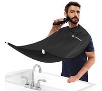 DOEPSILON Barbe - Tablier - Rasage et nettoyage de la barbe - Poils lisses anti-adhérents avec 4 ventouses fortes -Noir