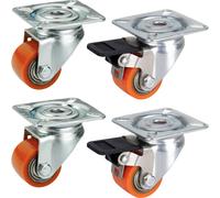 Dörner + Helmer Lot de 4 mini roulettes lourdes en polyuréthane 35 mm, plateau 60 x 60 mm, poids max. 300 kg