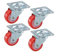 Dörner + Helmer 450124 Set de 4 roulettes + vis en polyuréthane Rouge 30 x 14 mm Capacité de charge 20 kg