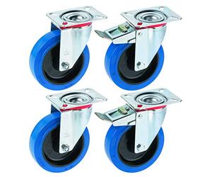 Dörner + Helmer 450677 Lot de 2 roulettes pour meuble à palette avec système de blocage total 125 x 36 mm Charge maximale 200 kg Multicolore