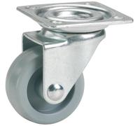 dörner + helmer 790110 Roulette pivotante, Ø 25 mm Tôle d'acier galvanisé plastique roue Gris