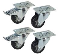 Dörner + Helmer Dörner & Helmer 450465 Lot de 4 roulettes pivotantes en métal Ø 80 mm 2 avec freins, roues TPE, avec roulement à billes et protection de fil, charge maximale 420 kg